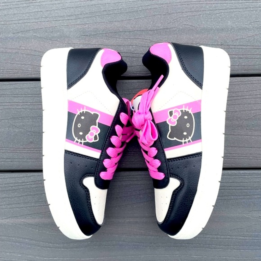 Sanrio Hello Kitty Women Court Sneakers Beige Pink Black 6, 7, 8,